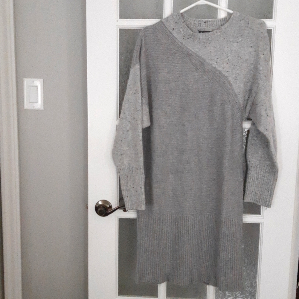 Coercion London | oversized alpaca wool blend grey rib knit sweater dress
